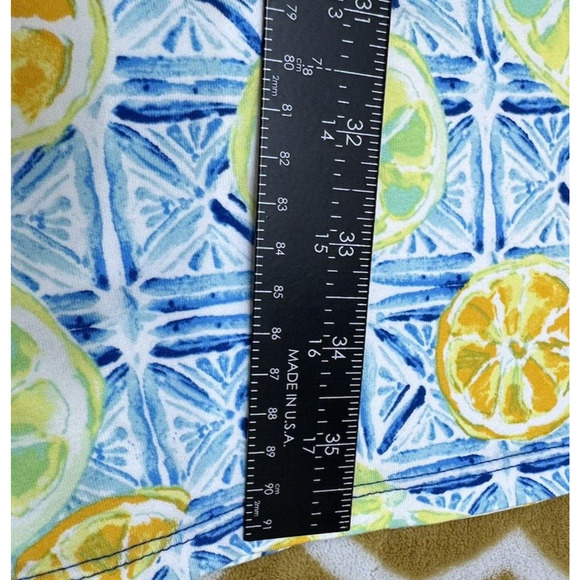 Lands End Fit & Flare Dress Lemon Lime Print Pockets Pullover M (10-12) EUC - Picture 9 of 11